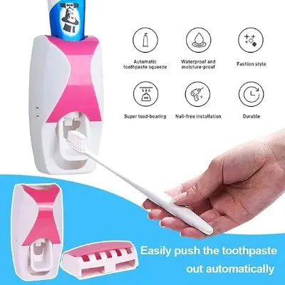 Picture of Toothpaste Dispenser and 5 Toothbrush Holder for Home Bathroom Toothbrush Holder