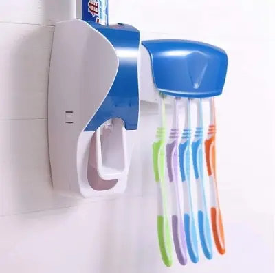 Picture of Toothpaste Dispenser and 5 Toothbrush Holder for Home Bathroom Toothbrush Holder
