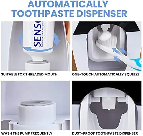 Picture of Toothpaste Dispenser and 5 Toothbrush Holder for Home Bathroom Toothbrush Holder
