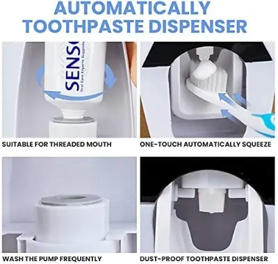 Picture of Toothpaste Dispenser and 5 Toothbrush Holder for Home Bathroom Toothbrush Holder