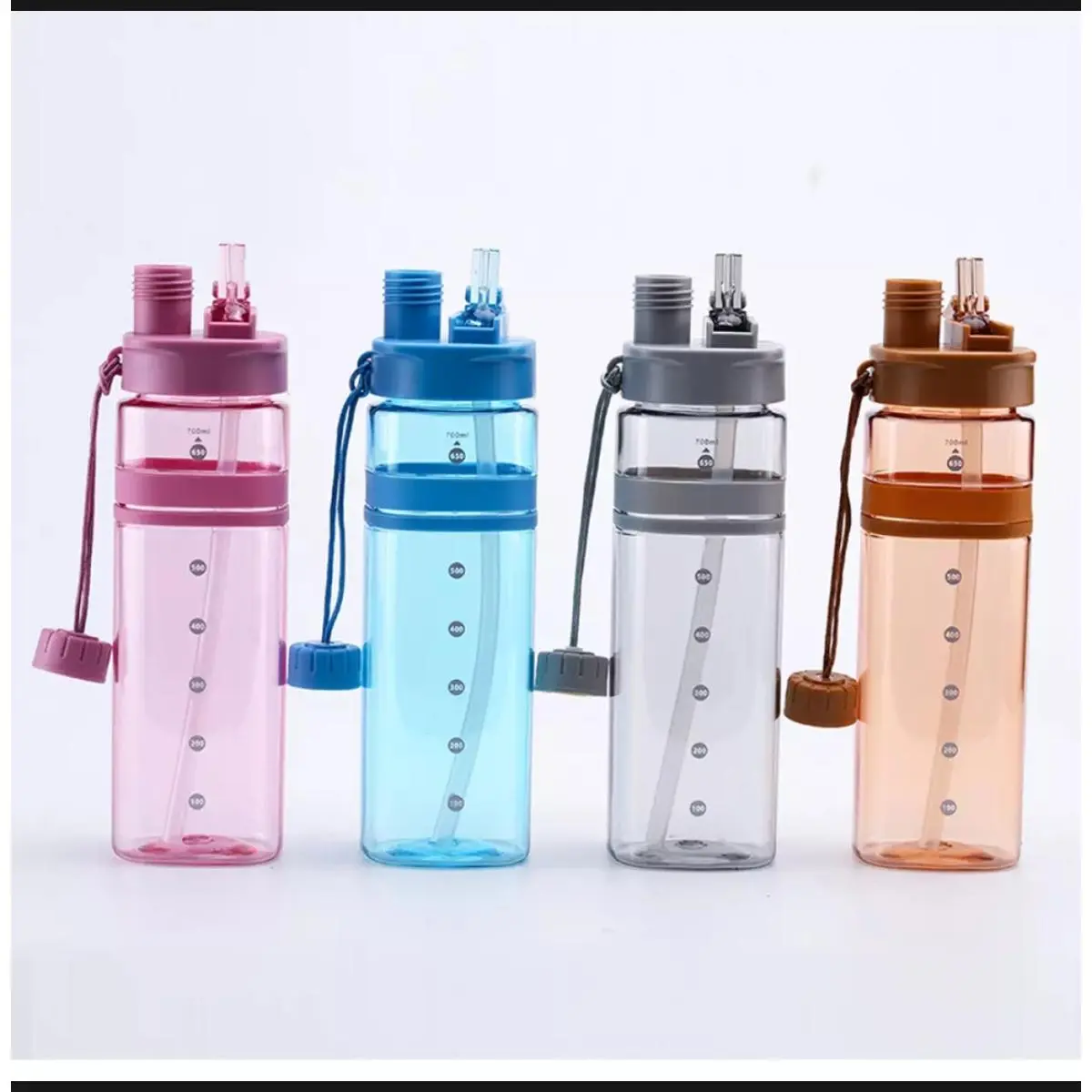 Picture of Drinking Water Bottle Two Openings Tritan Material Plastic Sport Water Bottle With Drinking Tube Baby Mum Pot 700Ml - Multicolor