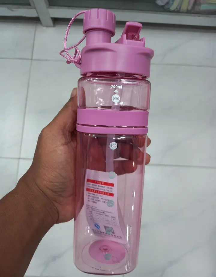 Picture of Drinking Water Bottle Two Openings Tritan Material Plastic Sport Water Bottle With Drinking Tube Baby Mum Pot 700Ml - Multicolor
