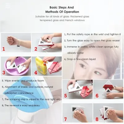 Picture of Double Sided Magnetic Window Glass Cleaner Magnets Brush Home Wizard Wiper Surface Cleaning - Multicolor