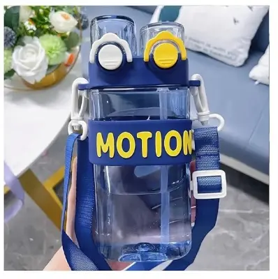 Picture of Double pop-up lid straight drinking straw dual-use water bottle - Multicolor