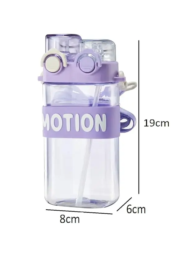Picture of Double pop-up lid straight drinking straw dual-use water bottle - Multicolor