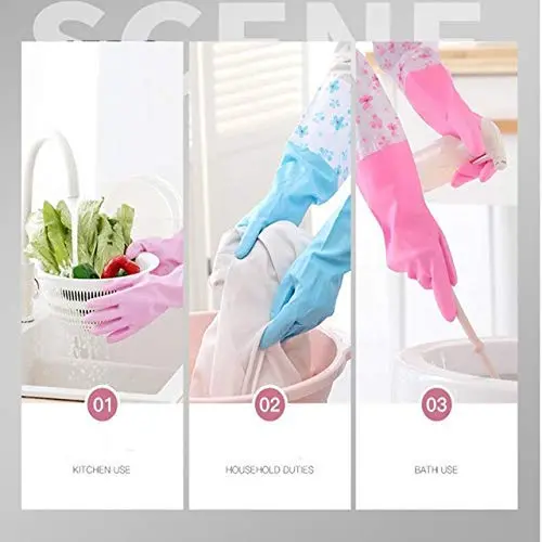 Picture of High Quality Silicone Dish Washing Kitchen Hand Gloves (Multicolor) - Multicolor