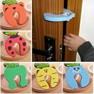 Picture of Door Draft Stopper Baby Safety No Finger Pinch Guard Colorful Cartoon Foam Animal Stoppers