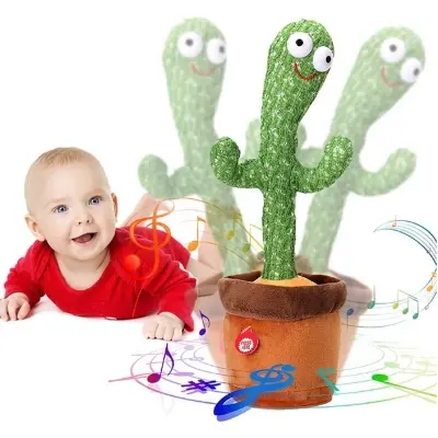 Picture of Dancing Cactus Talking Cactus Stuffed Plush Toy Electronic Toy with Song Plush Cactus Potted Toy Early Education Toy for Kids - Multicolor