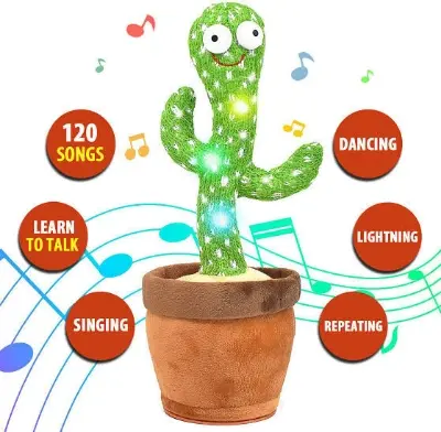Picture of Dancing Cactus Talking Cactus Stuffed Plush Toy Electronic Toy with Song Plush Cactus Potted Toy Early Education Toy for Kids - Multicolor