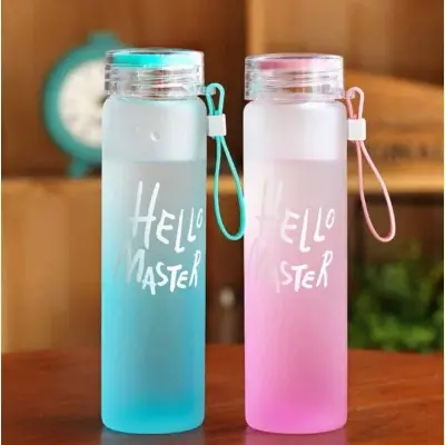 Picture of Creative Gradient Color Colorful Glass Fashion Frosted Portable Rope Water bottle - Multicolor