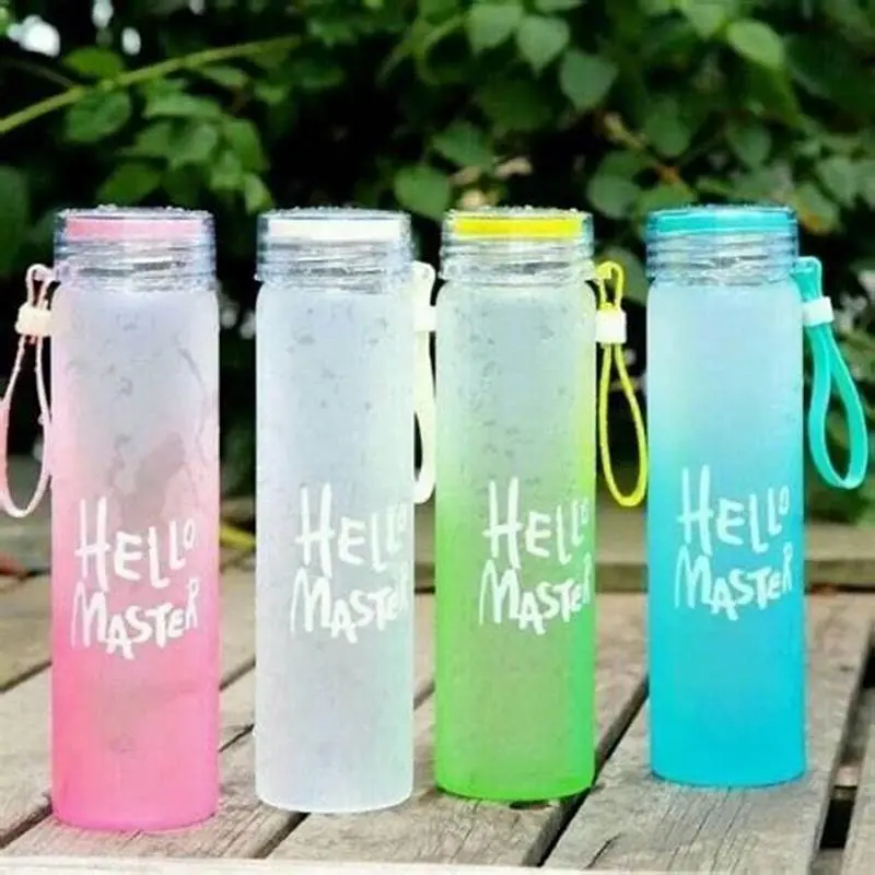 Picture of Creative Gradient Color Colorful Glass Fashion Frosted Portable Rope Water bottle - Multicolor
