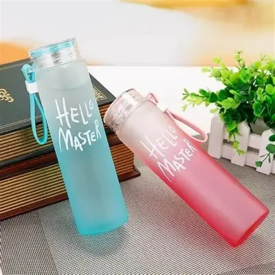 Picture of Creative Gradient Color Colorful Glass Fashion Frosted Portable Rope Water bottle - Multicolor