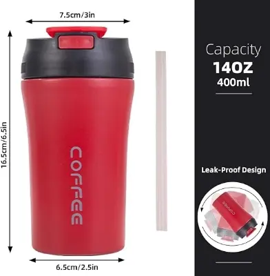 Picture of Coffee Travel Mug Stainless Steel Vacuum Coffee Cup Leakproof with Screw Lid Double Wall Coffee Tumbler Reusable Thermal Cup for Hot/Iced Beverage - 400ml - Multicolor
