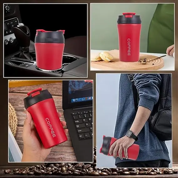 Picture of Coffee Travel Mug Stainless Steel Vacuum Coffee Cup Leakproof with Screw Lid Double Wall Coffee Tumbler Reusable Thermal Cup for Hot/Iced Beverage - 400ml - Multicolor