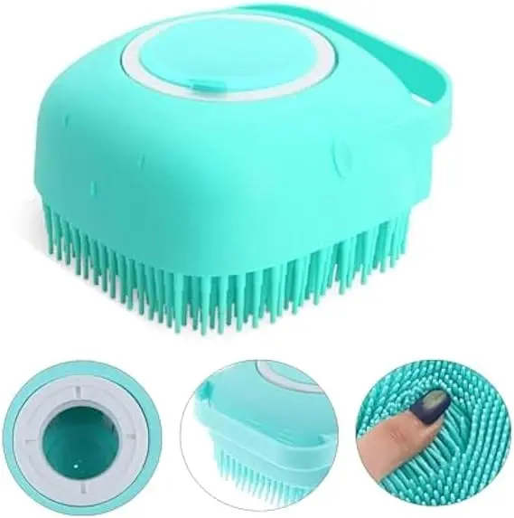 Picture of Silicone Bathing Brush Silicone Massage Exfoliating Bath & Shower Brush With Soap Dispenser - Multicolor