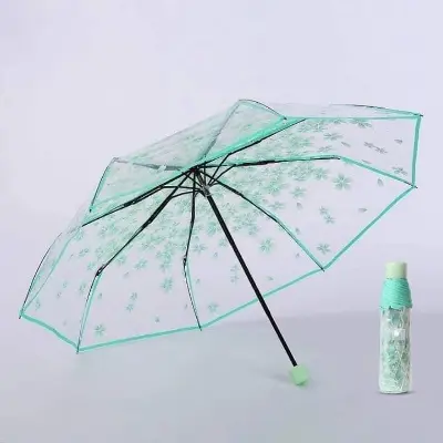 Picture of Cherry Blossom Korean Version Three Fold Transparent Umbrella - Multicolor,Int: One size