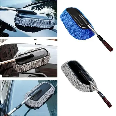 Picture of Car Duster Multipurpose Microfiber Wash Brush Vehicle Interior Exterior Cleaning Kit with Extendable Handle For Car Home Clean - Blue