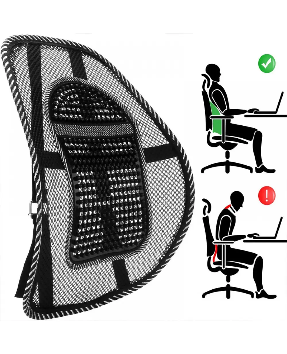 Picture of Car Back Pain Relief Lower Back Support for Chair Back Rest for Office Chair Lumbar Support - Black