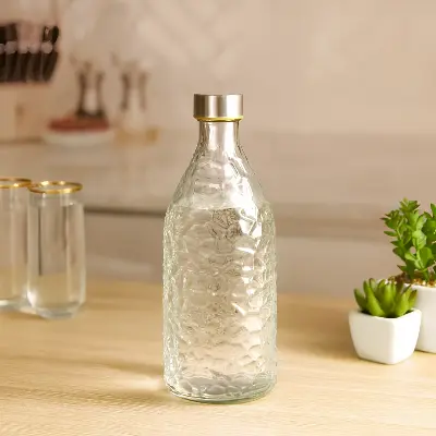 Picture of Buxton Clear glass Bottle for water Milk , reusable water bottle 1000ML - Multicolor