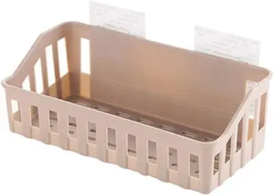 Picture of Bathroom Rack No Trace Hole Nail Free Toilet Plastic Wall Hanging Shelf - Multicolor