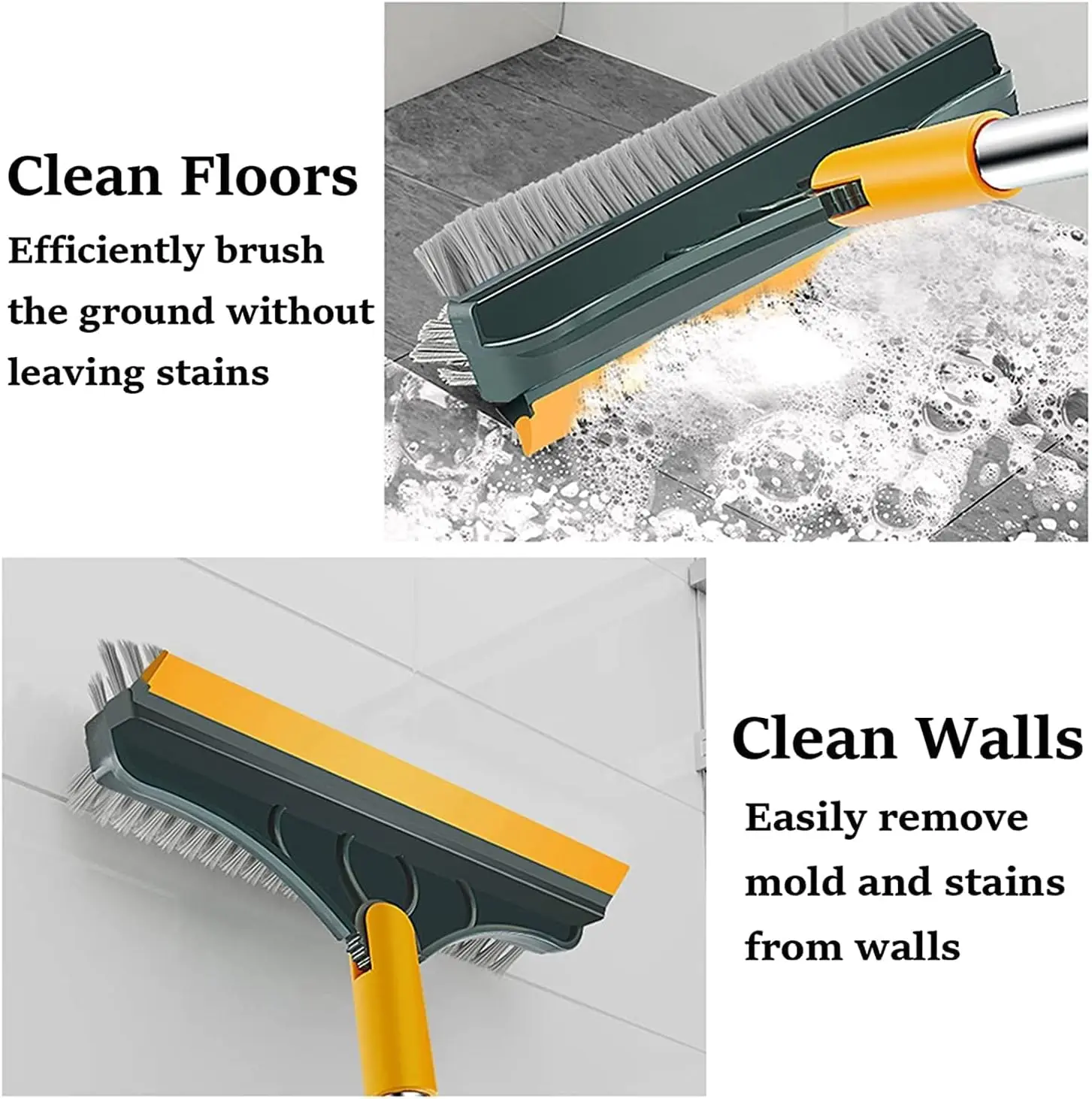 Picture of Bathroom Cleaning Brush with Wiper 3 in 1 Tiles Cleaning Brush Floor Scrub Bathroom Brush - Multicolor