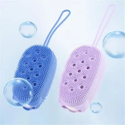 Picture of Silicone Bubble Bath Quick Foaming Scrubbing Soft Rubbing Massage Body Cleaner Brush for Shower Bathroom - Multicolor