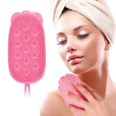 Picture of Silicone Bubble Bath Quick Foaming Scrubbing Soft Rubbing Massage Body Cleaner Brush for Shower Bathroom - Multicolor