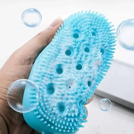 Picture of Silicone Bubble Bath Quick Foaming Scrubbing Soft Rubbing Massage Body Cleaner Brush for Shower Bathroom - Multicolor