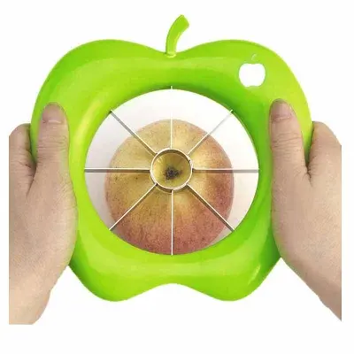 Picture of Apple fruit Cutter made with stainless steel and hard plastic body - Green
