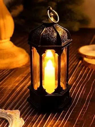 Picture of Antique LED Hurricane Lantern Lamp, Wall Hanging Led String Light Holder for Home, Deepavali Pooja Decor, Living Room, Bedroom - Multicolor