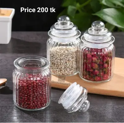 Picture of Air Tight Glass jar spice jar  Storage jar 350 ml (1 pis Random Design) - Multicolor