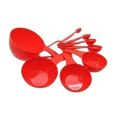 Picture of 8-Piece Plastic Measuring Cups and Spoons Set - Red