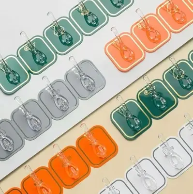 Picture of 6pcs Clear and Strong Self-Adhesive Hooks: Transparent Waterproof Sticky Hooks for Walls and Doors - Multicolor