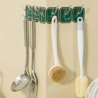 Picture of 6pcs Clear and Strong Self-Adhesive Hooks: Transparent Waterproof Sticky Hooks for Walls and Doors - Multicolor