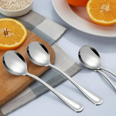 Picture of 6 Pcs Stainless Steel Sup Spoon Nova Blackberry Stainless Steel Sup Spoon For Children - Sup Spoon 15 Cm Long - Silver