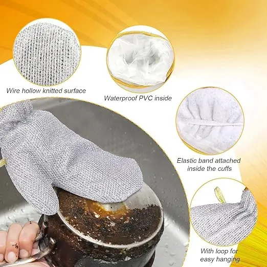 Picture of Kitchen Gloves (Pack of 2 Pairs) | Food Grade Safety Mitts for Cutting, Chopping - Multicolor