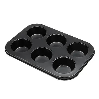 Picture of 6 Holes Stainles Steel Non-stick Muffin Cake Baking Oven Pan Cookie Tray Cup Cake Mold high quality - Black
