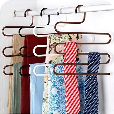 Picture of 5-layer Pants Storage Rack S-shaped Hanger Stainless Steel Iron Rack Wardrobe Organizer Non-slip Multi functional Save Space