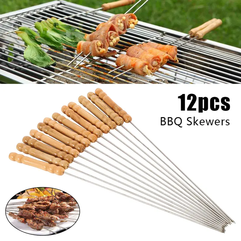 Picture of 5-In-1 Combo Offer 13 inch BBQ Machine+12 Pieces BBQ Stick+2 Pieces Silicone Oil Brush+Steel Food Clip+Bamboo Shashlik Stick 8 inch 1 Pack - Black
