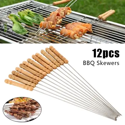 Picture of 5-In-1 Combo Offer 13 inch BBQ Machine+12 Pieces BBQ Stick+2 Pieces Silicone Oil Brush+Steel Food Clip+Bamboo Shashlik Stick 8 inch 1 Pack - Black