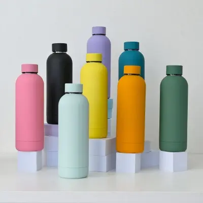 Picture of 500ml Stainless Steel Double Wall Outdoor Sports Portable Vacuum Insulated Drink Water Bottle - Multicolor