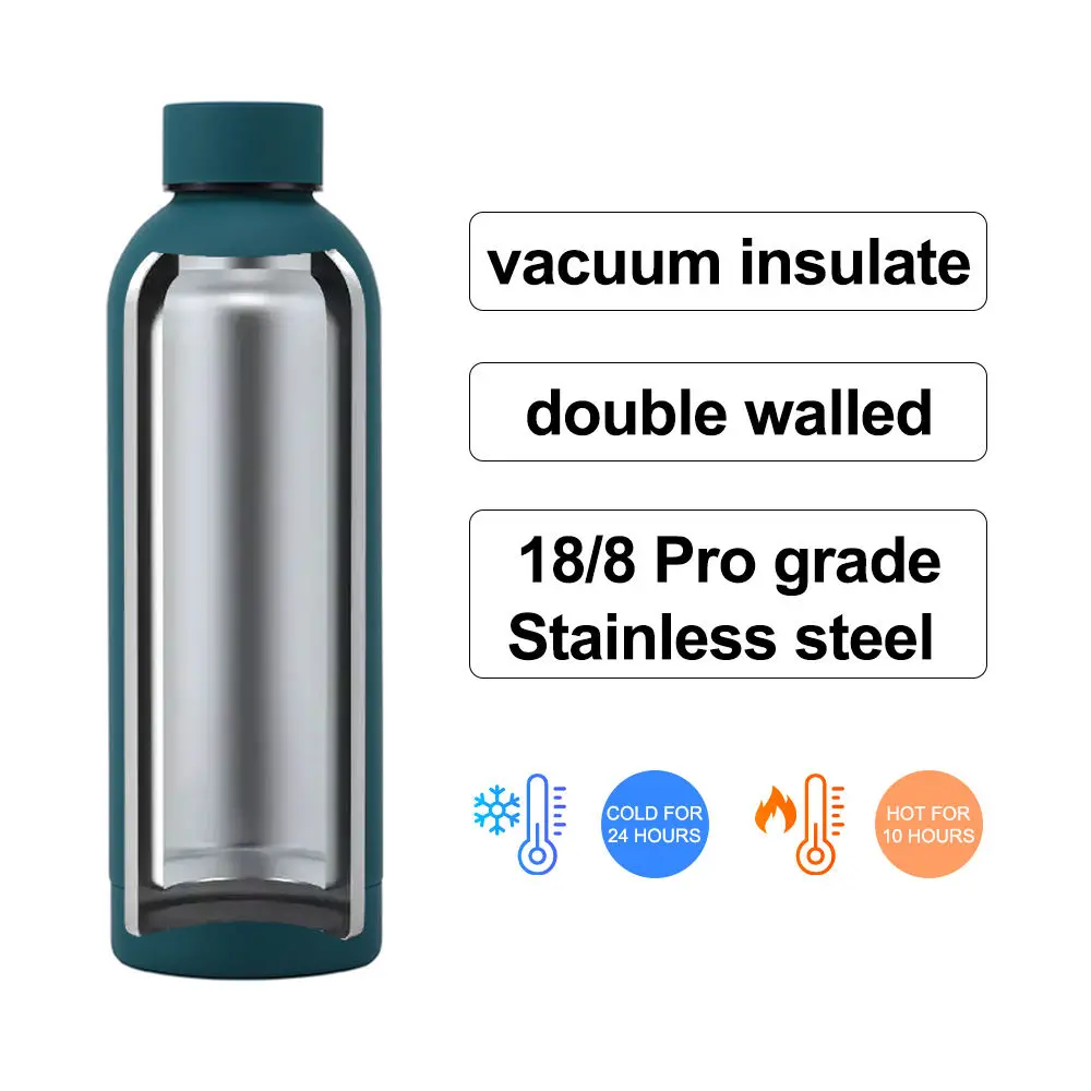Picture of 500ml Stainless Steel Double Wall Outdoor Sports Portable Vacuum Insulated Drink Water Bottle - Multicolor