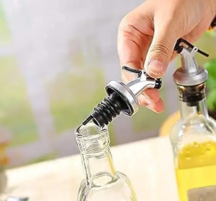 Picture of 500ml Glass Oil Dispenser Bottle for Kitchen Stainless Steel Leak-Proof Cork Transparent Oil Pourer 1 pcs - Multicolor