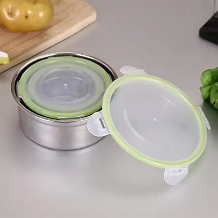 Picture of 3Pcs Round Lunch Box Stainless Steel Lunch Box 280/500 / 900Ml Leakproof Lunch Box - Multicolor