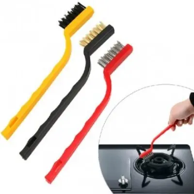 Picture of 3Pcs Gas Stove Cleaning Brushes Kitchen Tool Metal Fiber Brushes Iron Brush Cleaning Wire Brush Copper Cleaning Tools - Multicolor