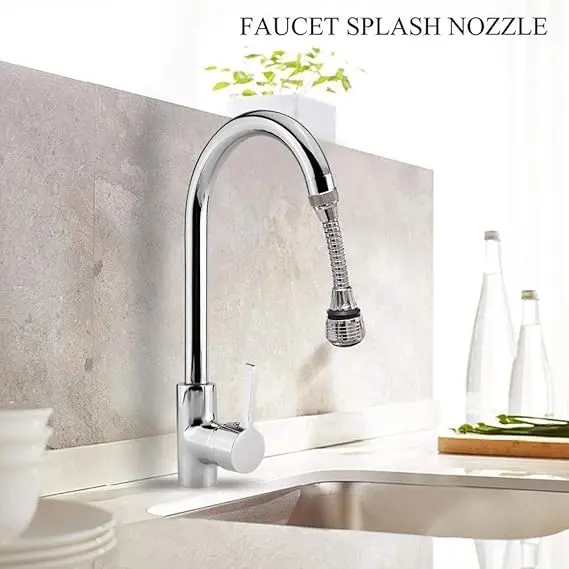 Picture of 360 Degree Stainless Steel Rotating Water-Saving Sprinkler,Faucet Aerator,2-Gear Adjustable Head Nozzle Splash-Proof Filter - Silver