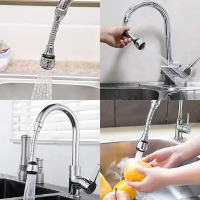 Picture of 360 Degree Stainless Steel Rotating Water-Saving Sprinkler,Faucet Aerator,2-Gear Adjustable Head Nozzle Splash-Proof Filter - Silver