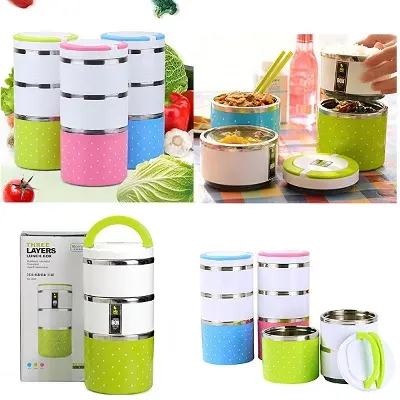 Picture of 3 Layer Round Lunch Box Set Multicolor - randim