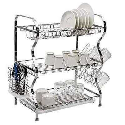 Picture of 3 Layer Drainer Dish Rack - Silver - Silver