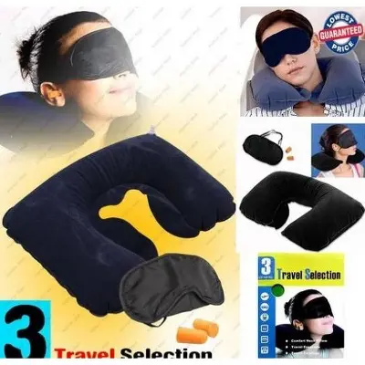 Picture of 3 in 1 Travel Pillow Set - Neck Pillow Sleeping Eye Mask Ear Plug